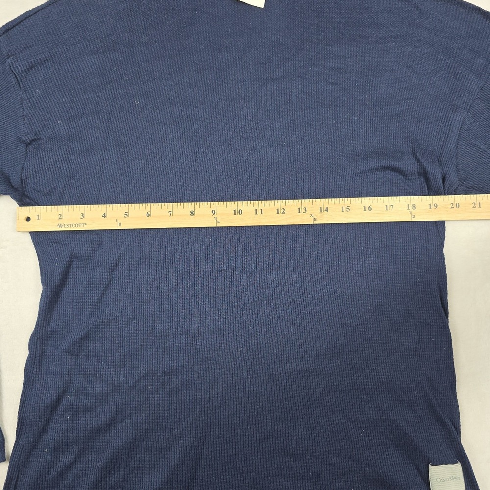 Calvin Klein Waffle Knit Thermal Egyptian Cotton Mens Large Navy Blue Base Layer - Picture 2 of 6